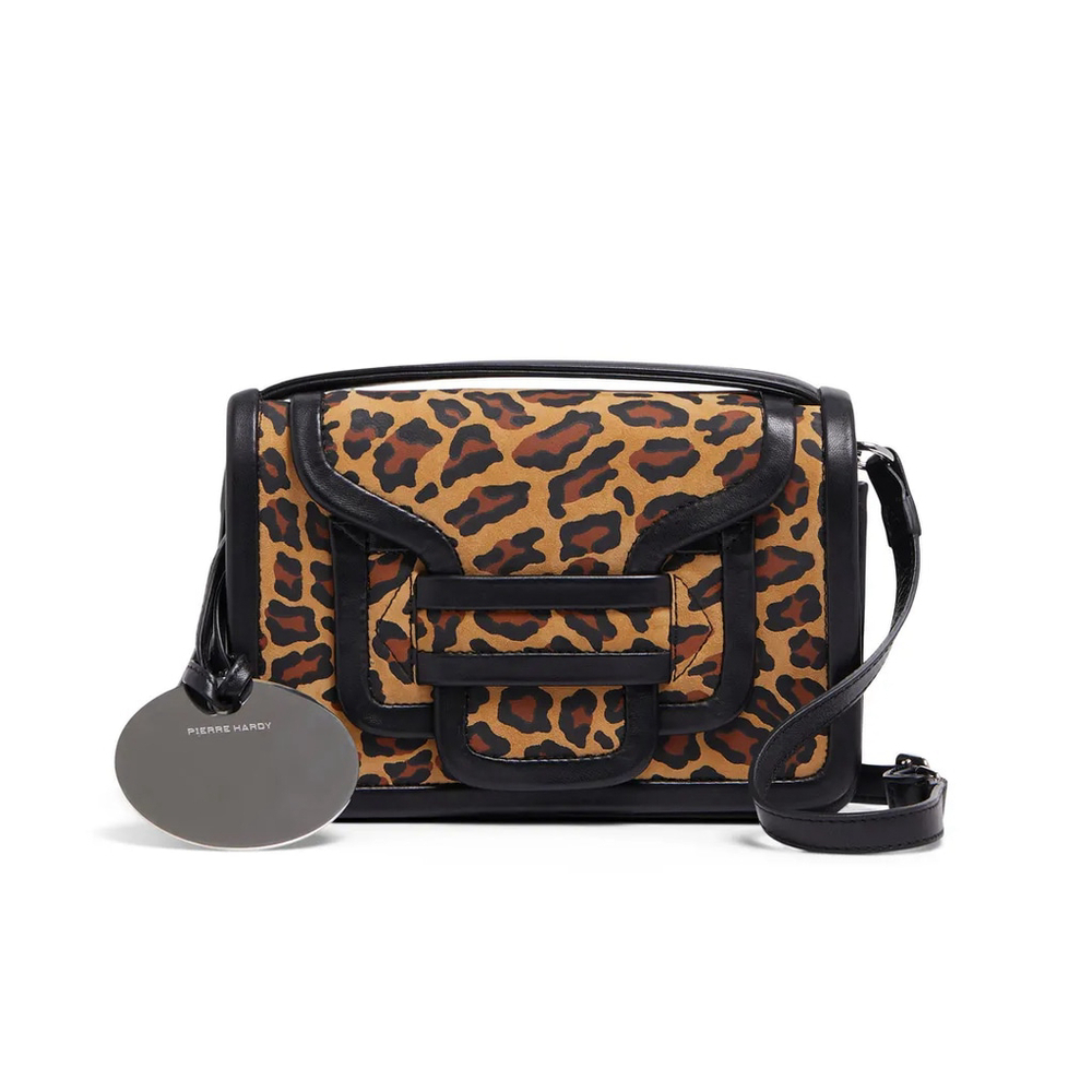 PIERRE HARDY Alpha Leopard Crossbody Bag Leather Suede Small Handbag $845